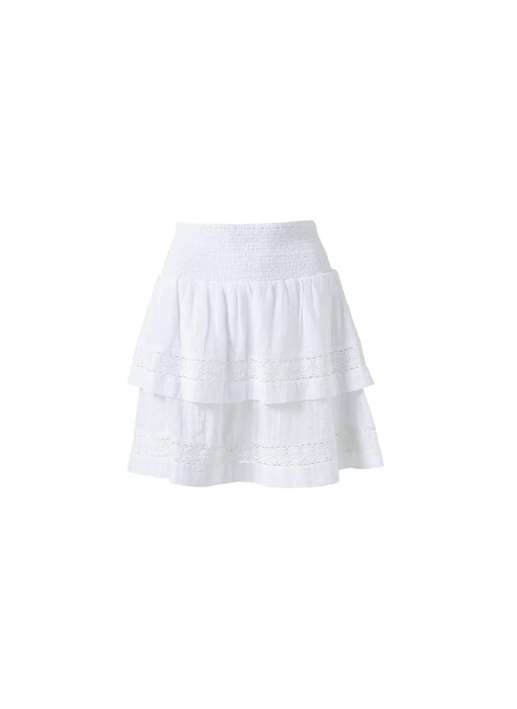 Melissa Odabash Barbara Tiered Short Skirt- White - Styleartist