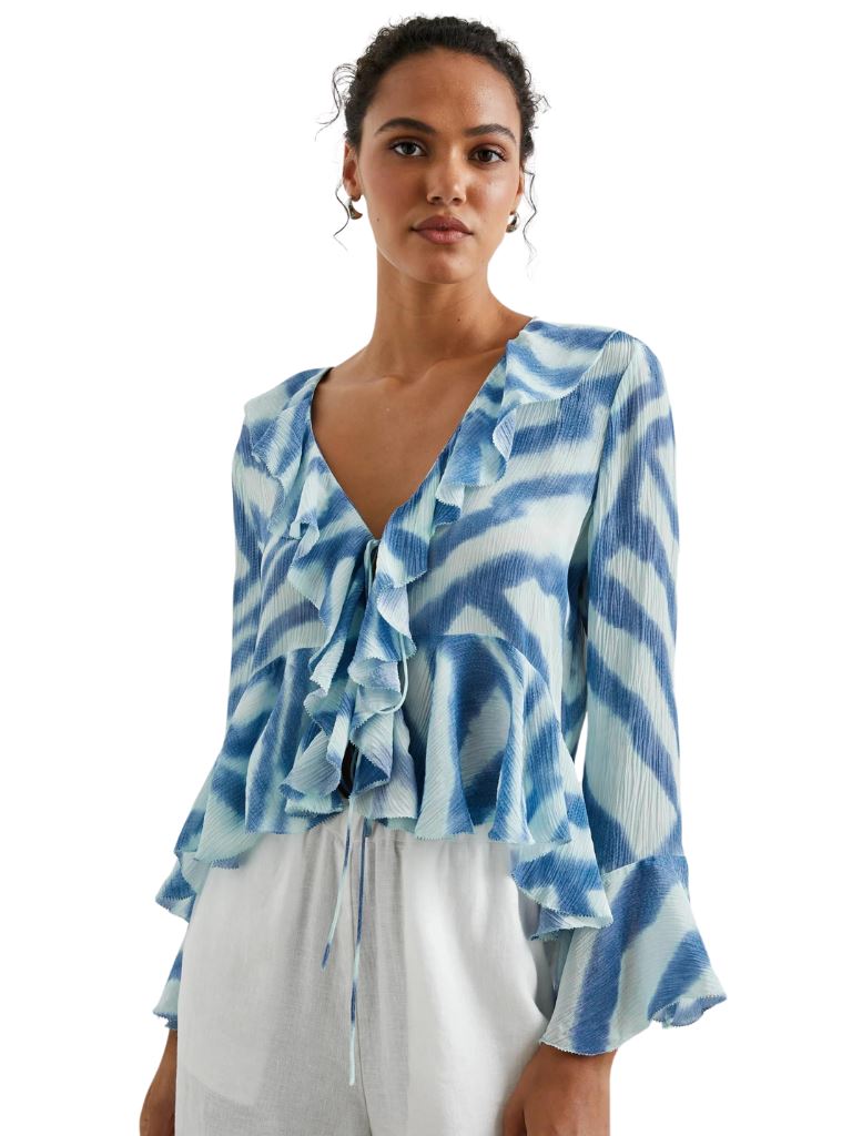 Rails Nicoletta Chiffon Blouse- Blue Watercolour Stripes - Styleartist
