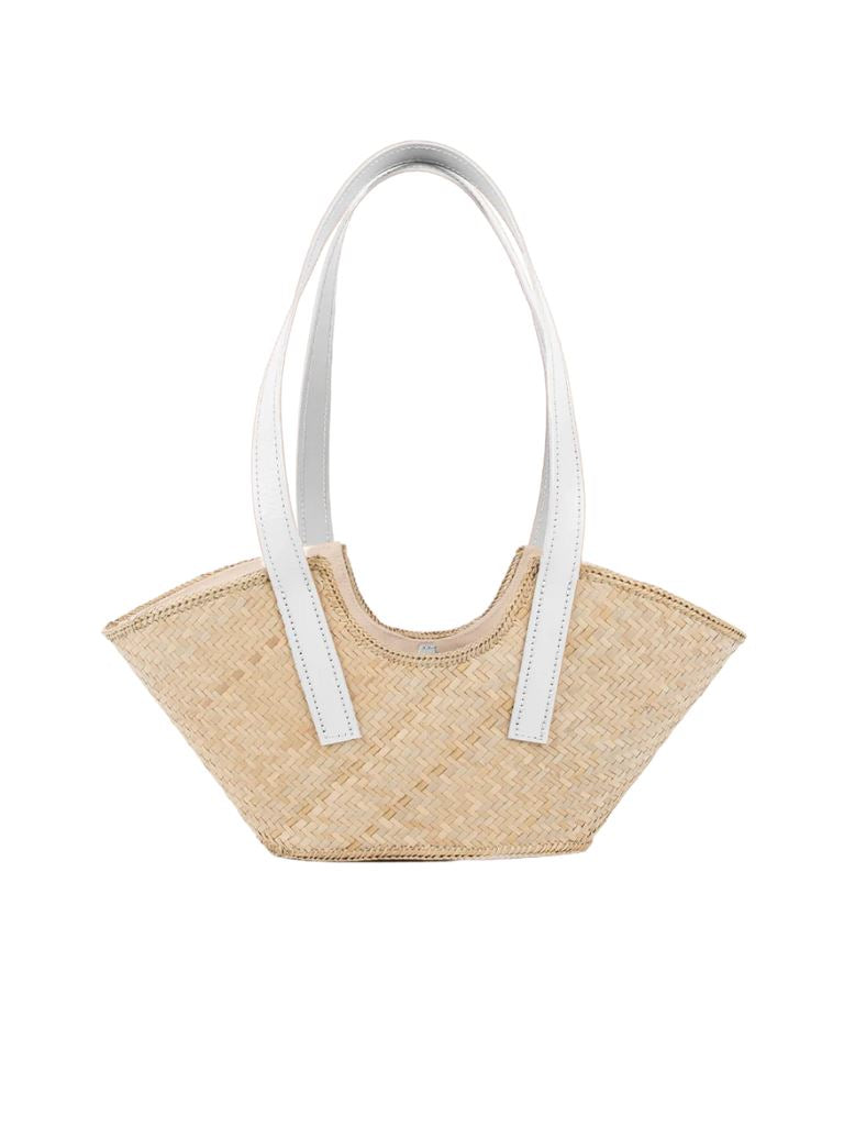 Wicker Wings Small Sumi Bag - White and Natural - Styleartist