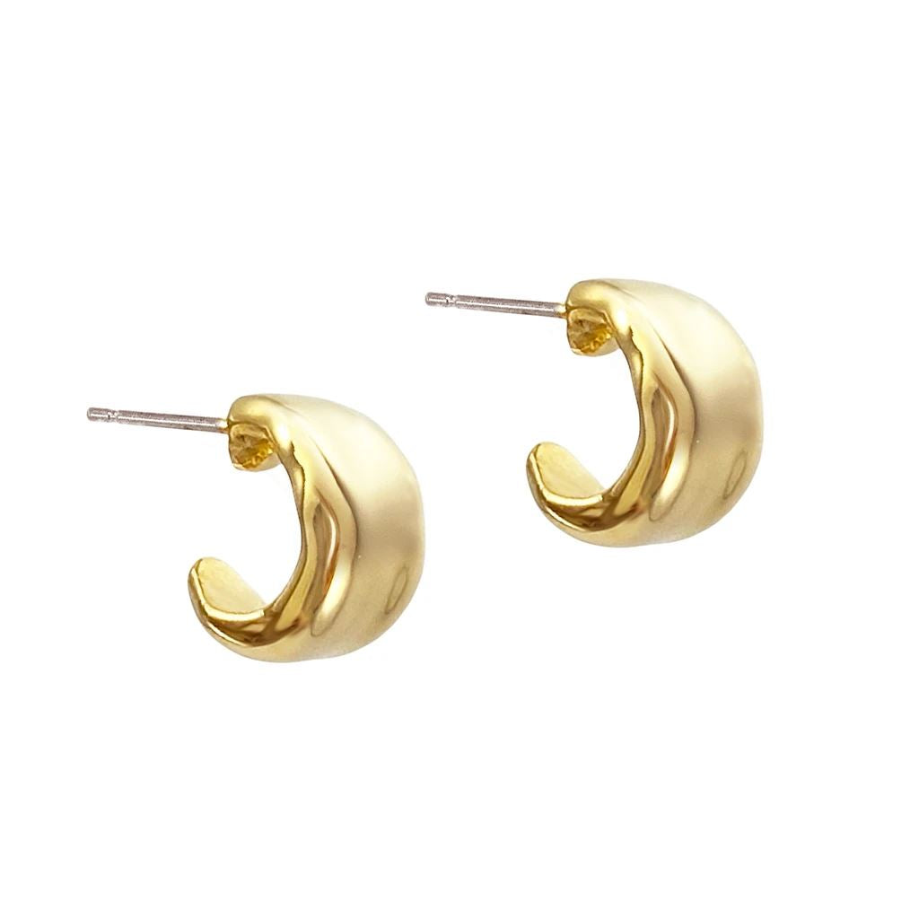 Biko Wavy Huggies Earrings - Gold - Styleartist