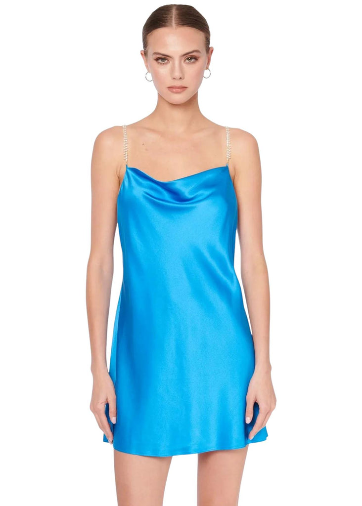 CAMI NYC Axel Crystal Mini Dress - Electric Blue - Styleartist