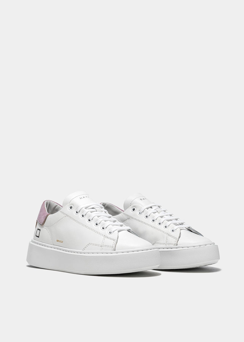 D.A.T.E Sfera Calf Leather Sneaker- White-lilac