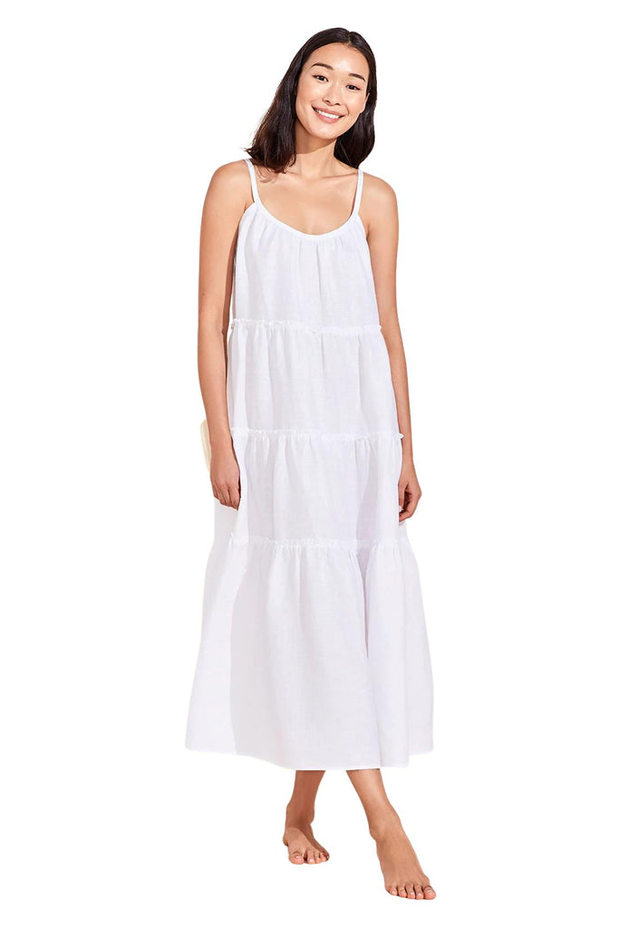 Eberjey Kesia Linen Maxi Dress- White - Styleartist