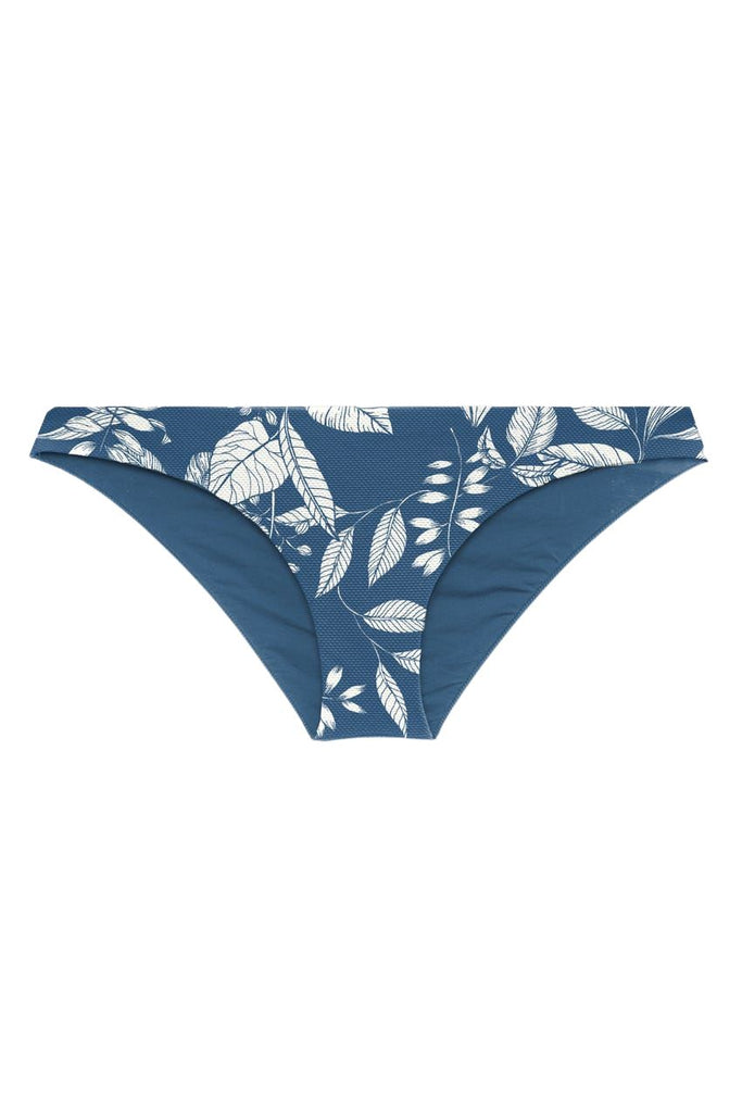 Eberjey Tropical Leaves Annia Bikini Bottom- Bright Indigo/ Off White - Styleartist