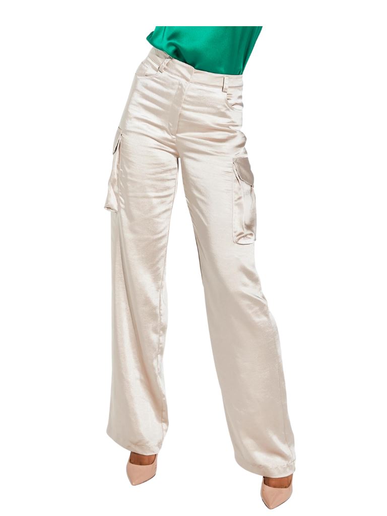 Generation Love Nate Satin Cargo Pants - Champagne - Styleartist