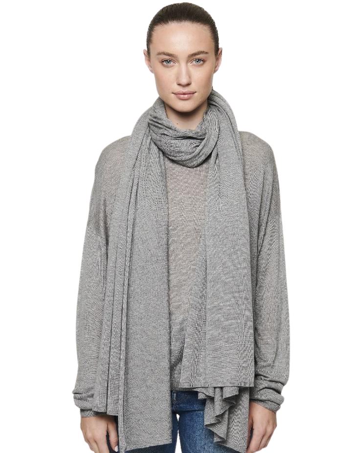 Line Cashmere Modal Knit Blanket Scarf- Shadow Grey - Styleartist