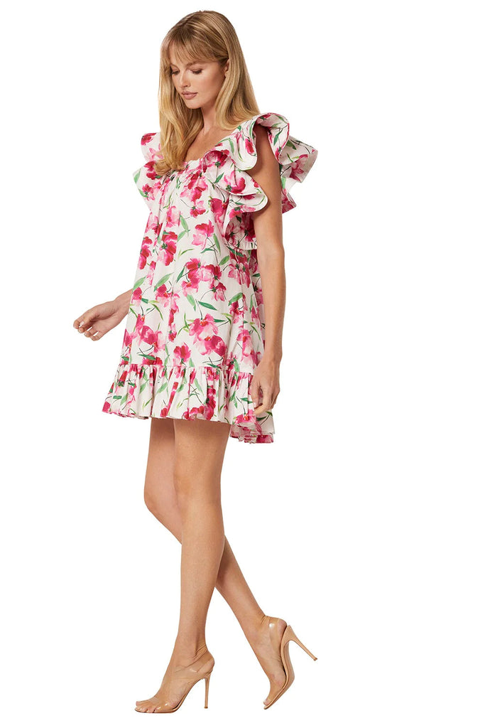 Misa Selma Mini Floral Print Dress - Spring Fuchsia - Styleartist