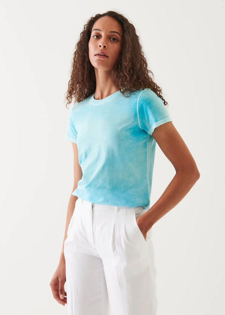 Patrick Assaraf Reverse Spray Lightweight Pima Cotton T-Shirt - Aquitaine - Styleartist