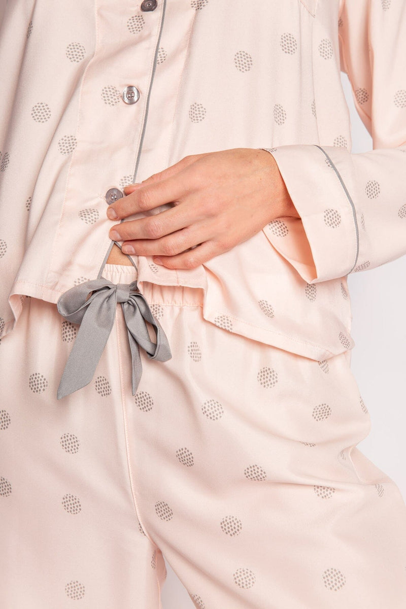 P.J. Salvage Womens Polka Dot Pajama Set, Pink, Medium 