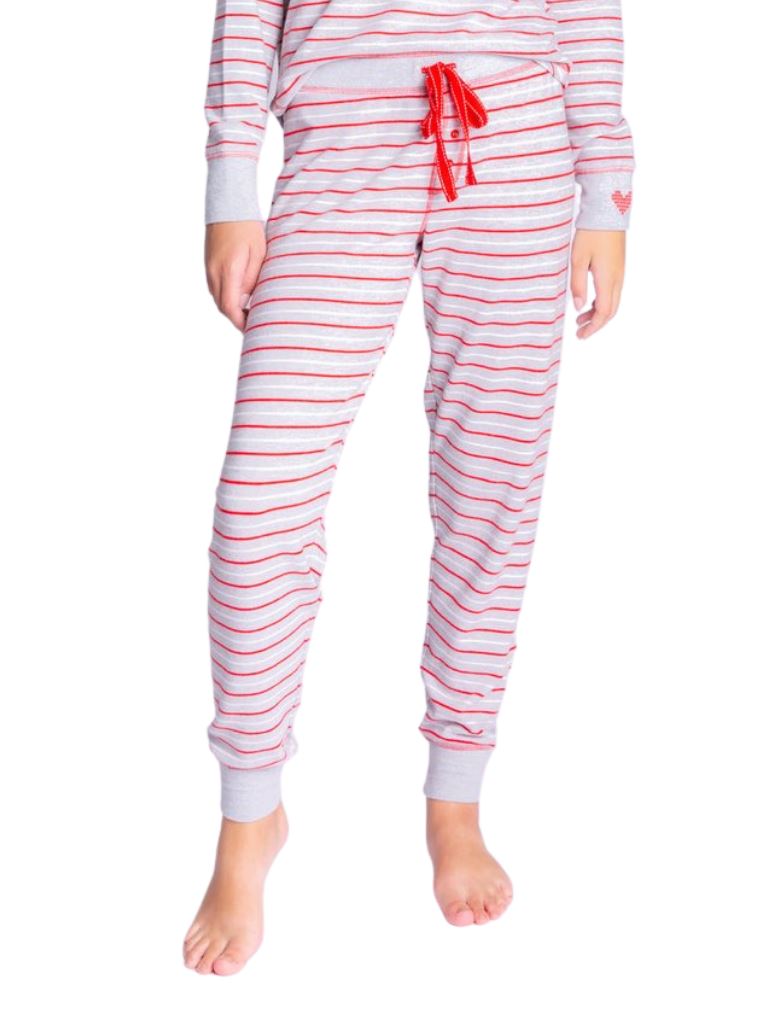 PJ Salvage Frosted Fairisle Stripes Jampant-Heather Grey - Styleartist