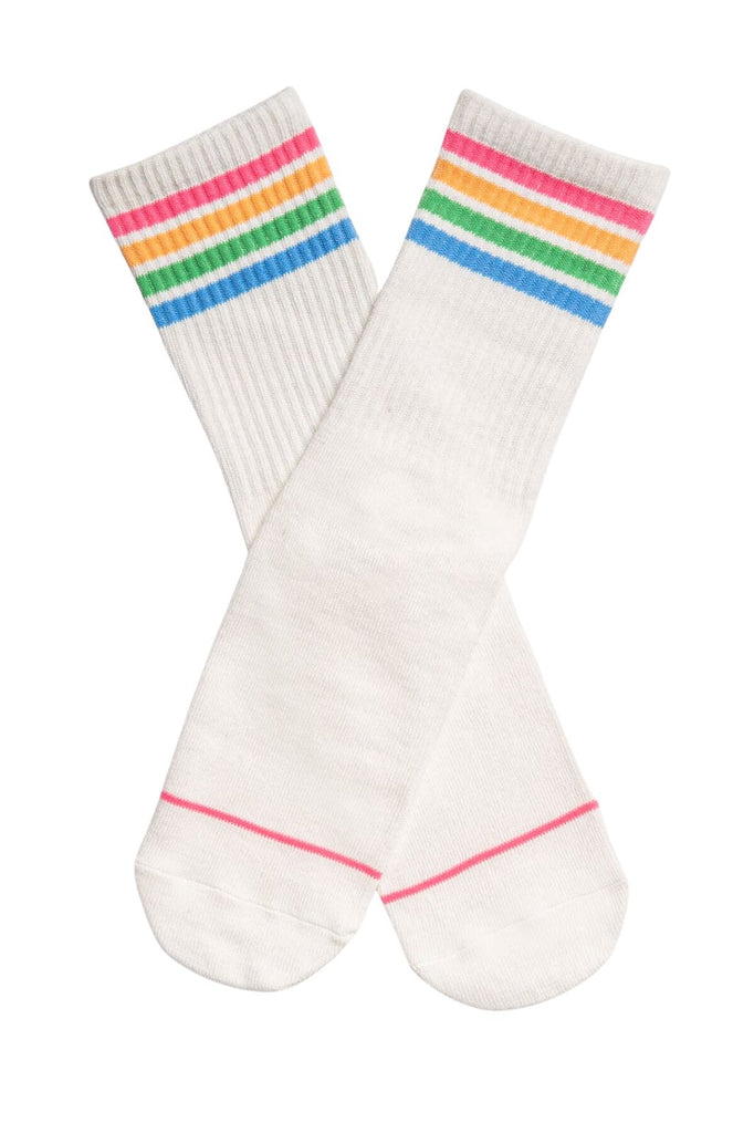 PJ Salvage Fun Socks with Multi Stripes- Ivory - Styleartist