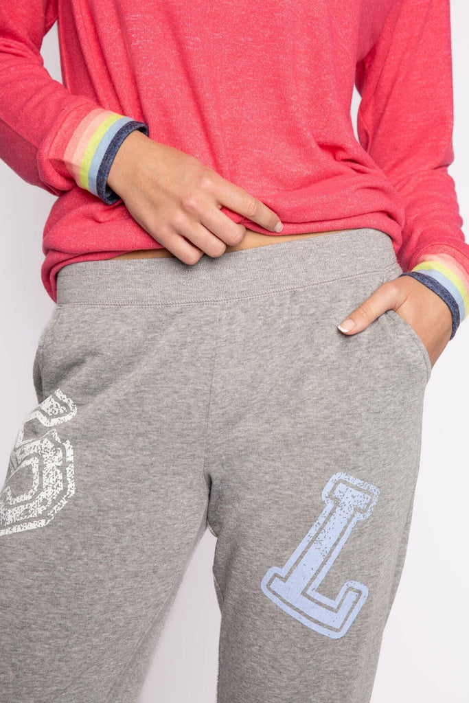PJ Salvage Happy Things Smile Banded Pant - Heather Grey - Styleartist