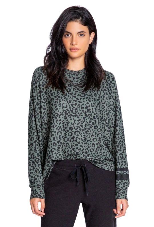 PJ Salvage Running Wild  Leopard Long Sleeve Top - Olive - Styleartist