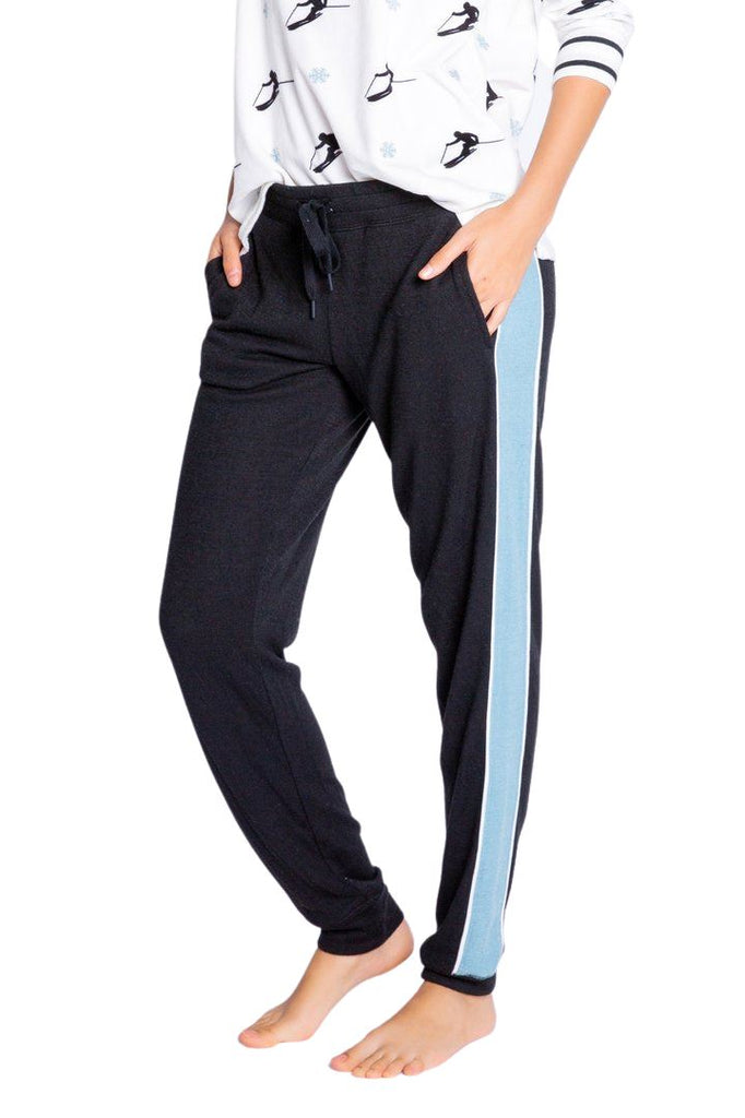 PJ Salvage Ski You Later Solid Banded Pant with Side Stripe- Black - Styleartist