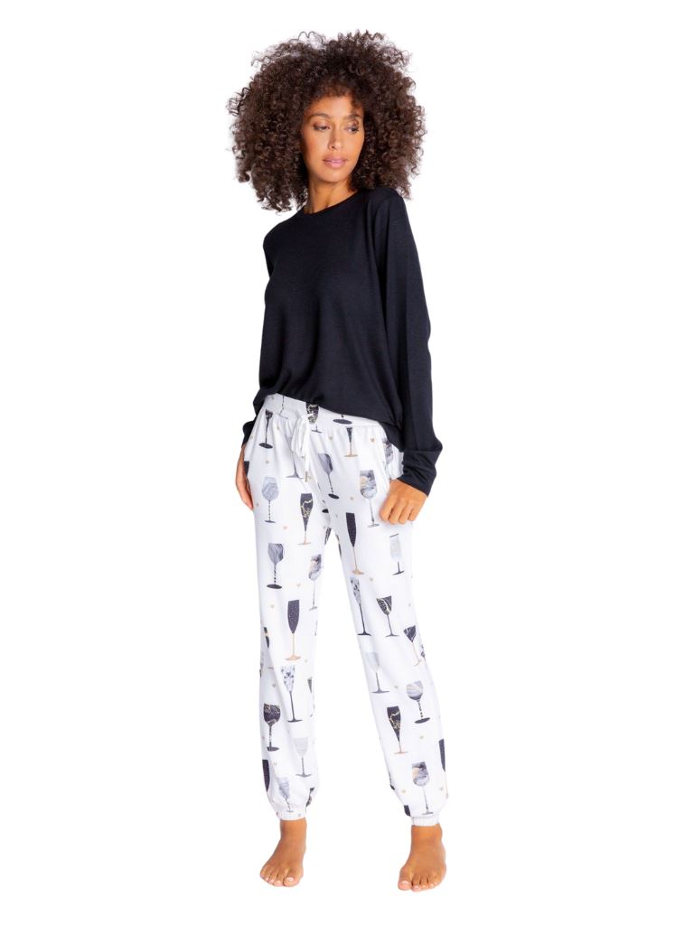 PJ Salvage Wine Celebration Banded Pant-Ivory - Styleartist