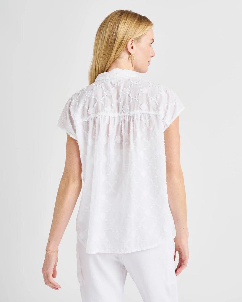 Splendid Olivia Jacquard Short Sleeve Shirt - White - Styleartist
