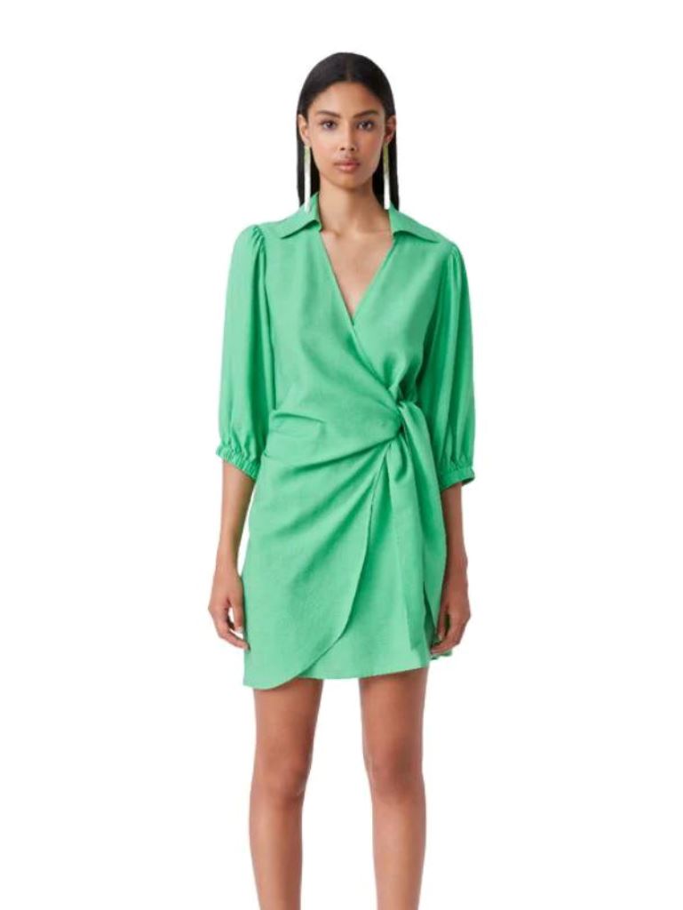 Suncoo Cesira Wrap Dress - Green - Styleartist