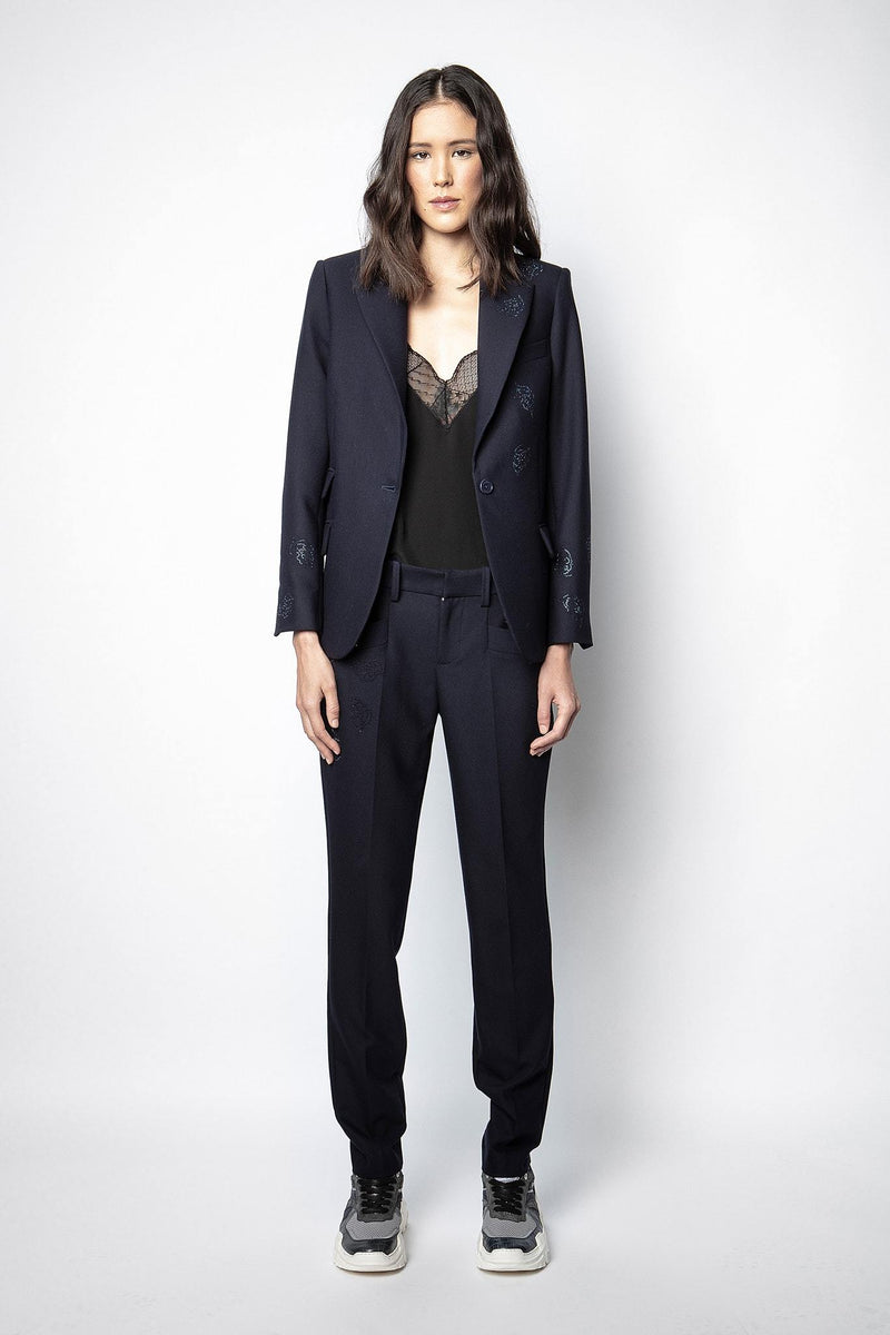 Zadig & Voltaire Venus Strass Leaf Jacket- Encre Navy – Styleartist