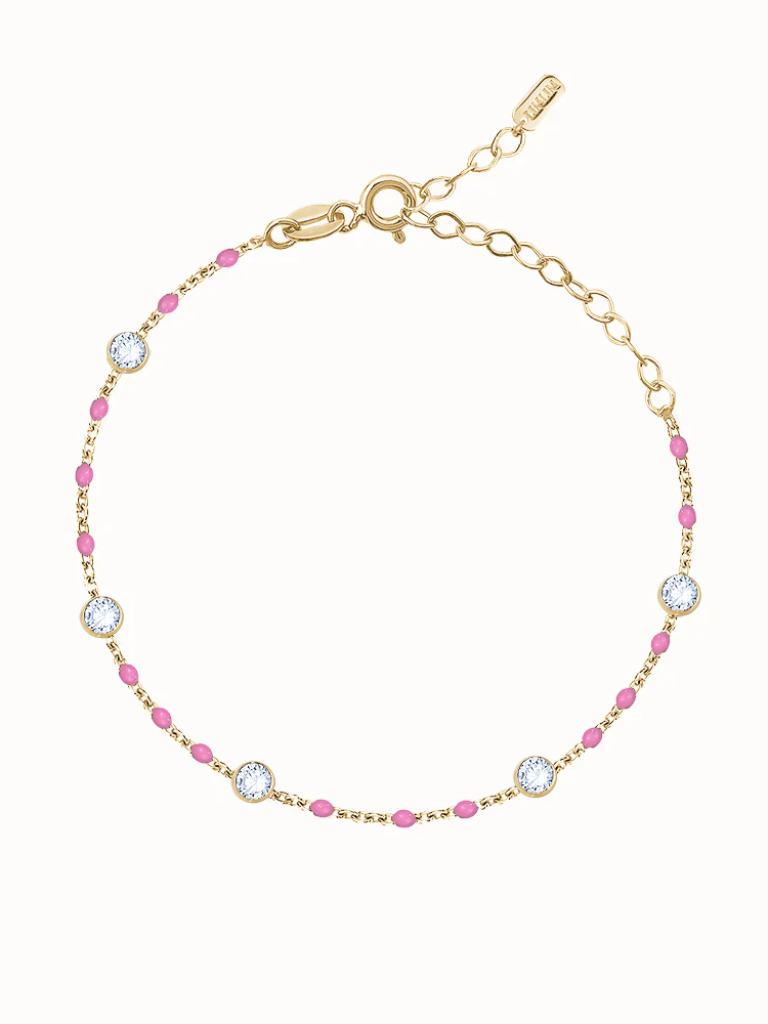 Glass Bead Crystal Anklet- Gold and Pink - Styleartist