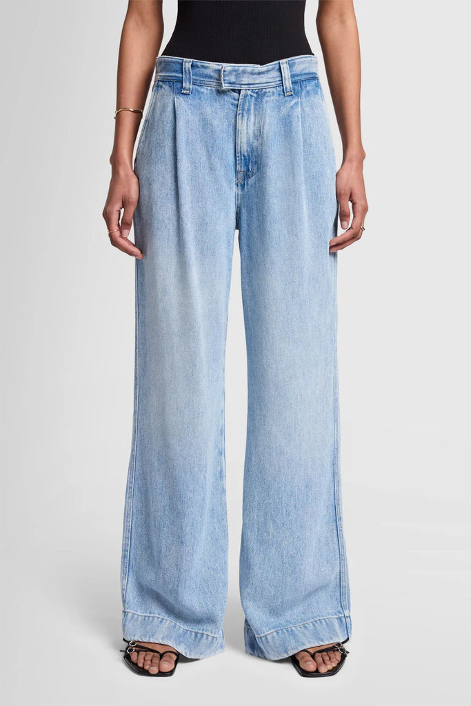 7 For All Mankind Pleated Trouser Jean- Abyss Light Blue - Styleartist