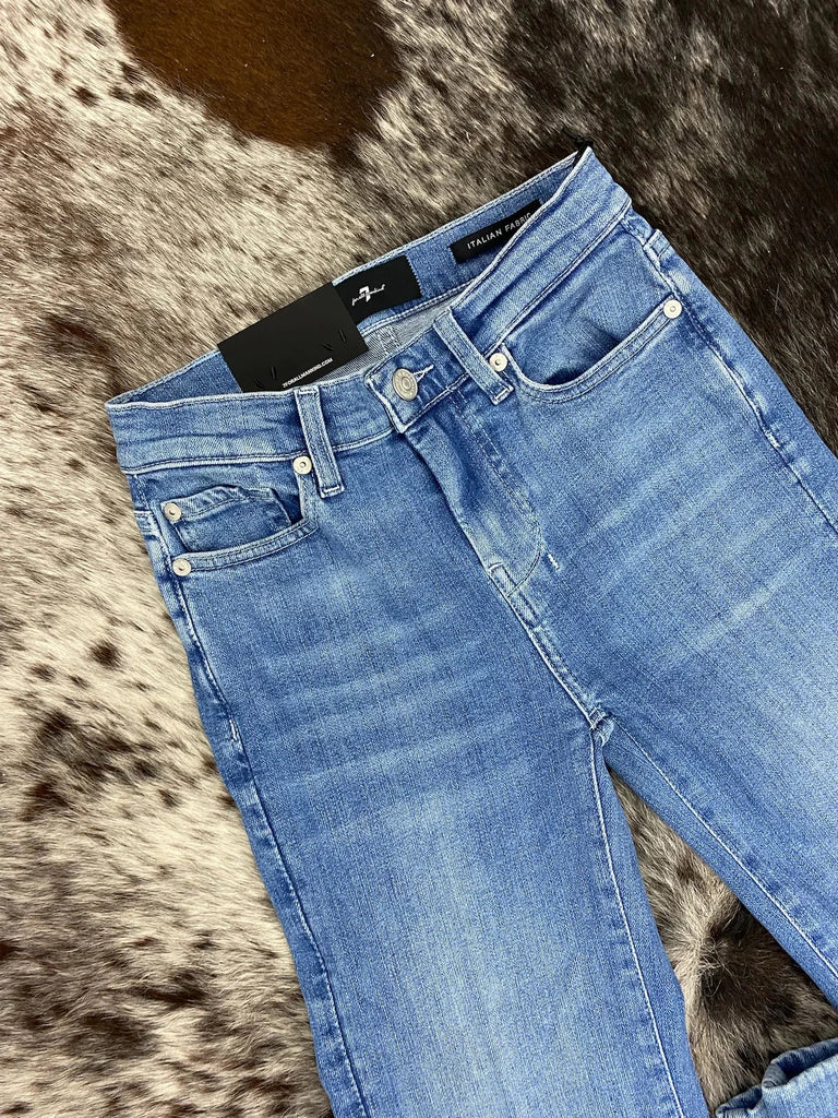 7 For All Mankind Slim Illusion Dojo Mid Rise Flare Jean- Ice Flow