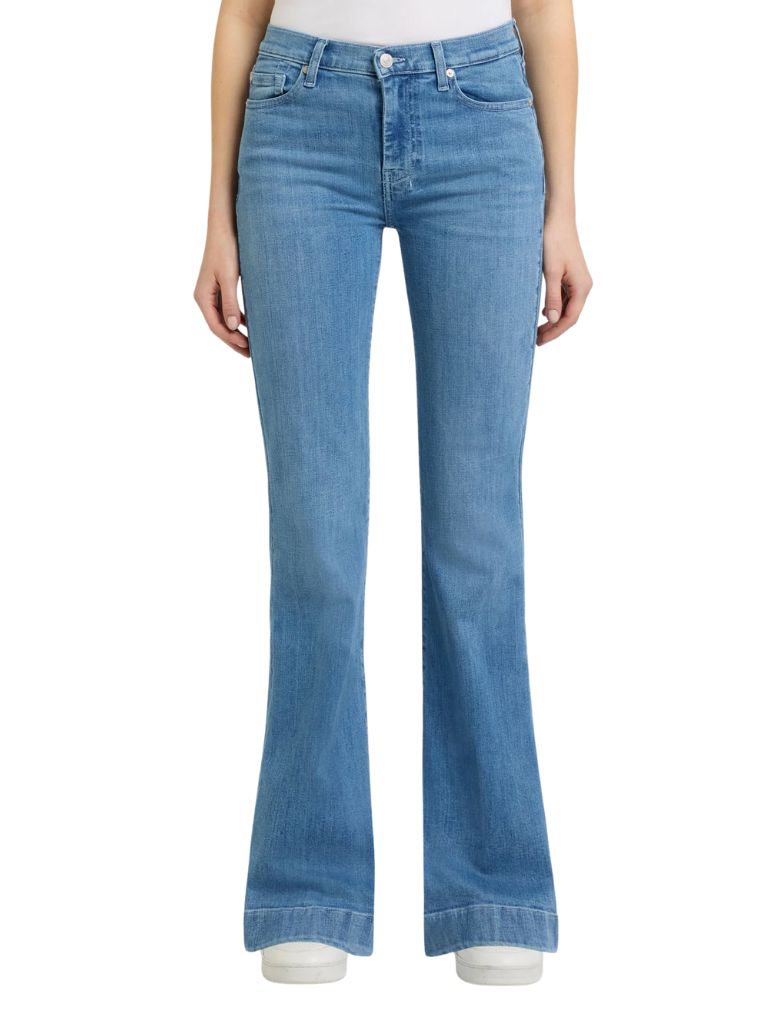 7 For All Mankind Slim Illusion Dojo Mid Rise Flare Jean- Ice Flow