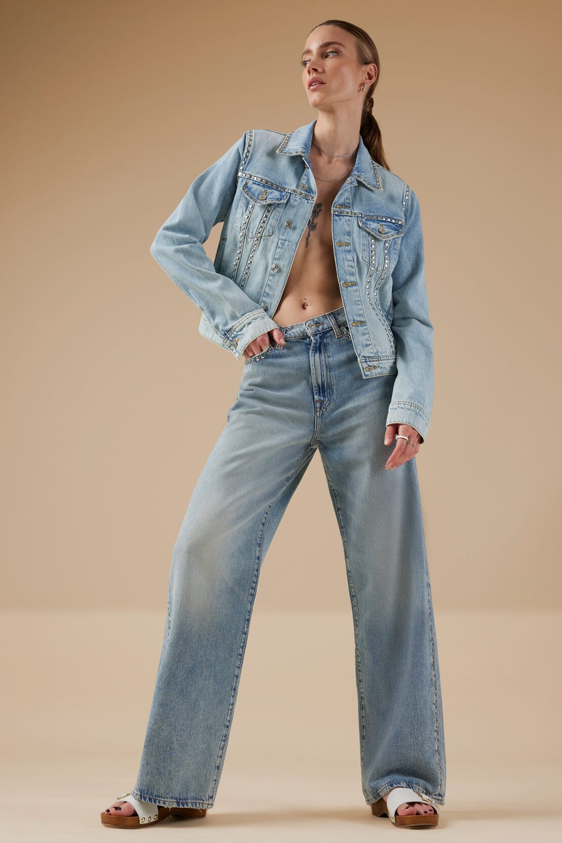 7 For All Mankind Studded Tess Denim Trouser- Cassidy – Styleartist