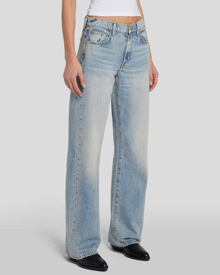 7 For All Mankind Studded Tess Denim Trouser- Cassidy - Styleartist