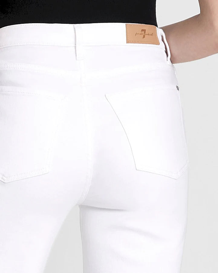 7 For All Mankind Ultra High Cropped Jo Wide Leg Jeans- Soleil (White) - Styleartist