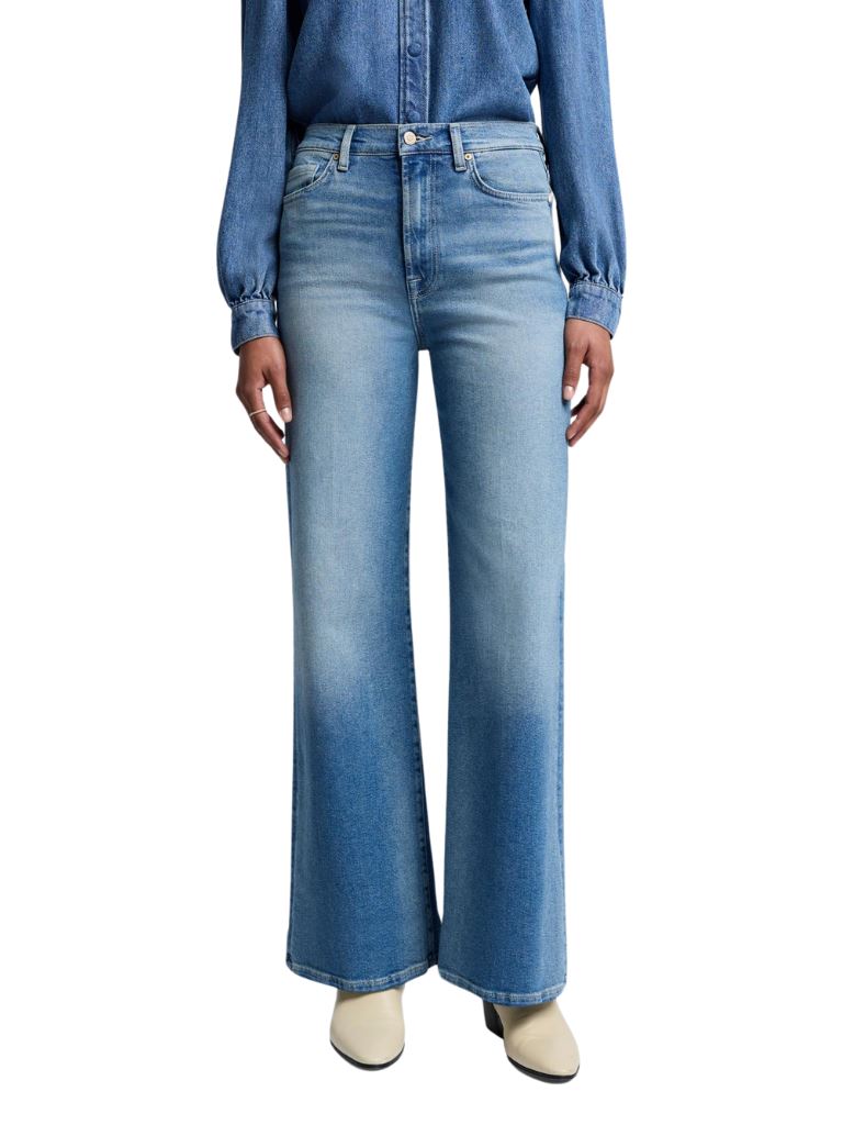 7 For All Mankind Ultra High Rise Jo Wide Leg Jeans- Be My Baby Blue - Styleartist