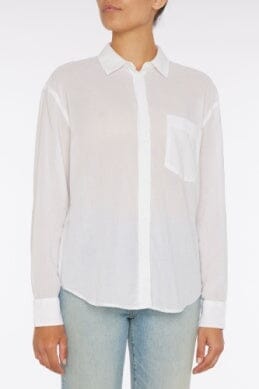 7 For All Mankind Voile Button Down Shirt- White - Styleartist