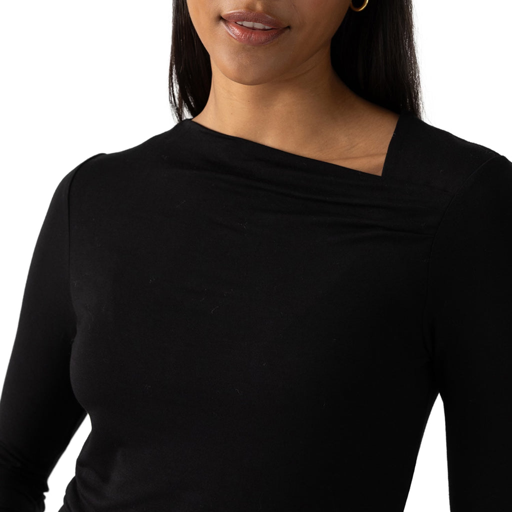 Sanctuary Asymmetrical Neck Top - Black - Styleartist