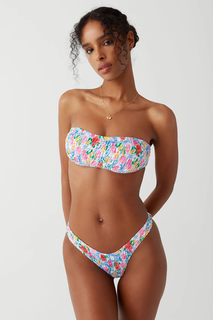 Frankies Bikinis Rosabella Bandeau Bikini Top- Painted Petals - Styleartist