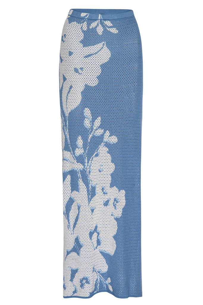 Misa Matti Strapless Midi Dress- Blue Hibiscus Flora - Styleartist