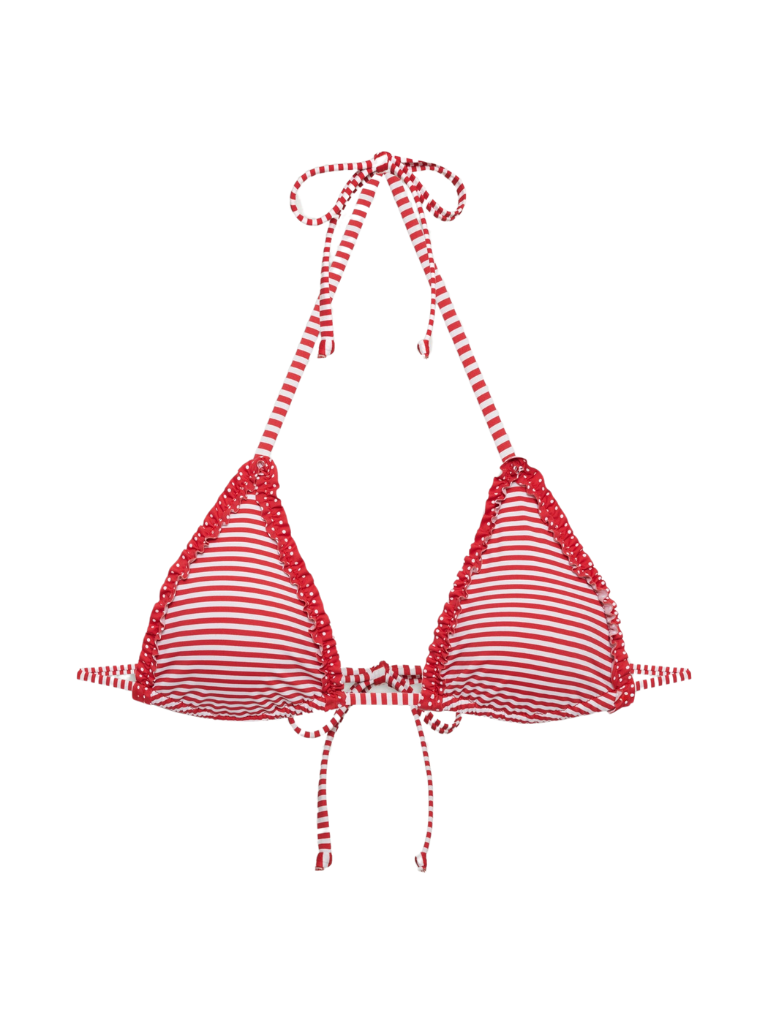 Frankies Bikinis Nick Triangle Bikini Top- Scarlet Stripe - Styleartist