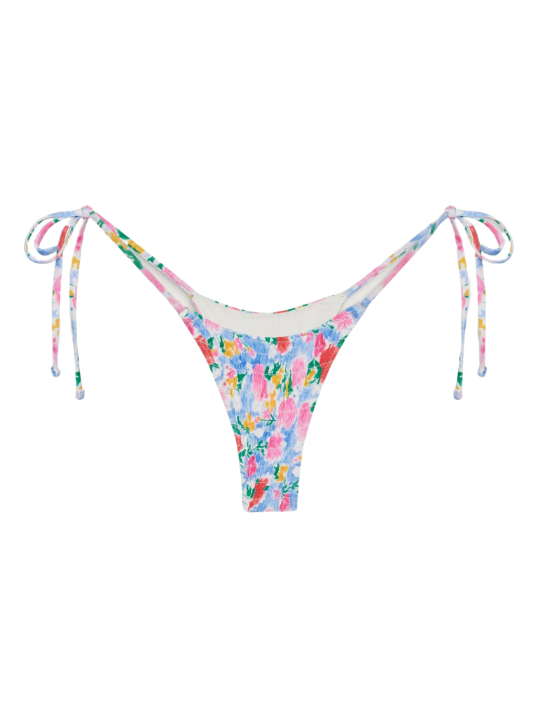 Frankies Bikinis Divine Tie Side Skimpy Bikini Bottom- Painted Petals - Styleartist