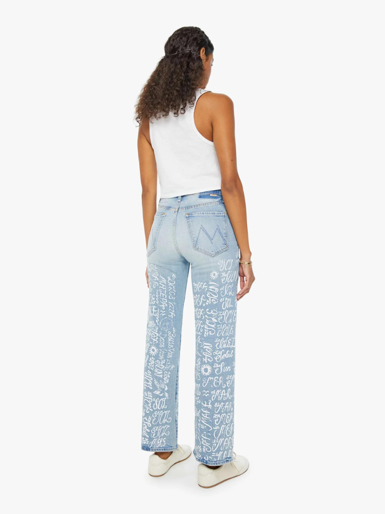 Mother Denim Rambler Zip Hover Straight Leg Jeans- The Sun and The Sea - Styleartist