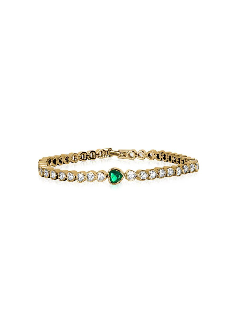 Emerald Heart Tennis Bracelet- Gold - Styleartist