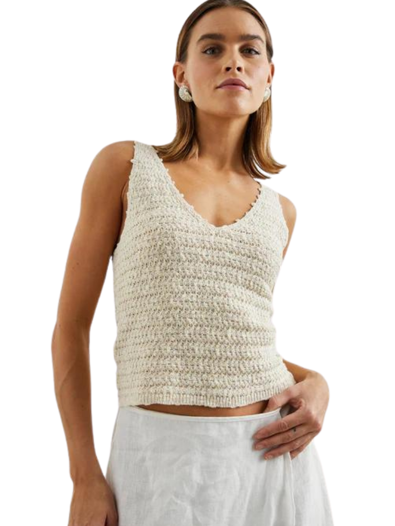 Rails Mathilde Crochet Knit Tank Top- Oat - Styleartist