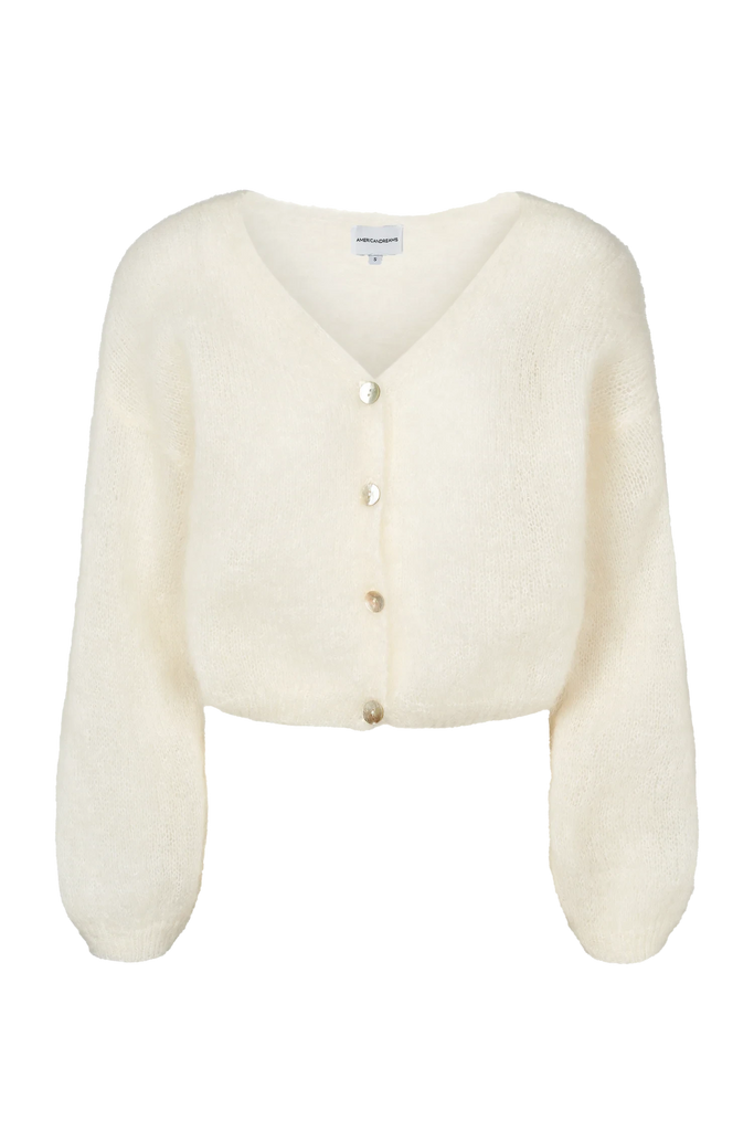 AMERICANDREAMS Cornelia Cropped Pullover Cardigan Sweater- White - Styleartist