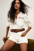 Ba&sh Bevy Denim Cargo Shorts- Ecru - Styleartist