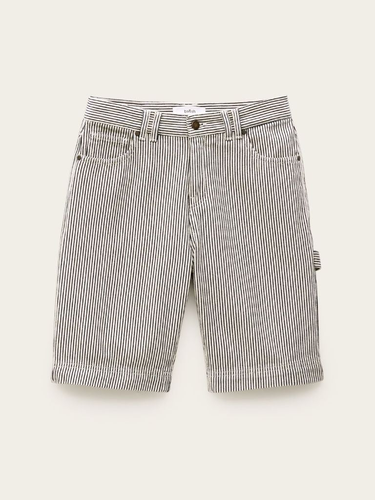 Ba&sh Cisae Striped Knee-Length Shorts- Ecru - Styleartist
