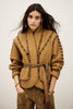 Ba&sh Cocoon Embroidered Quilted Jacket With Tie Waist- Camel - Styleartist