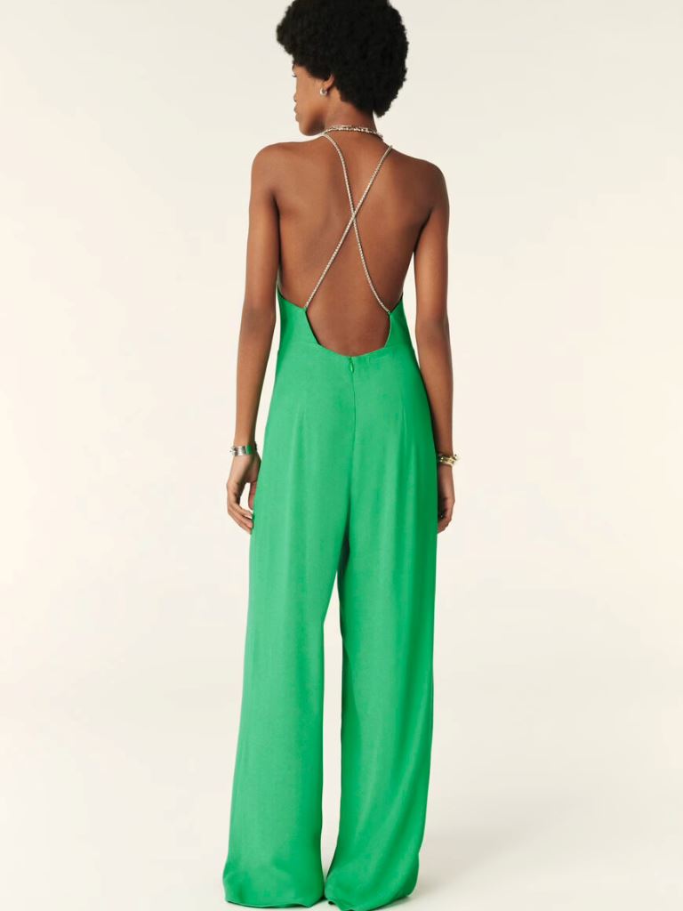 Ba&sh Fifia Twist Knot Jumpsuit- Green - Styleartist