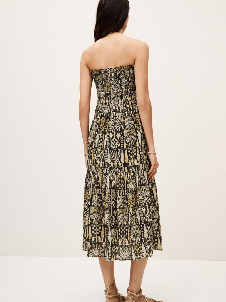 Ba&sh Piala Printed Strapless Dress- Kaki - Styleartist