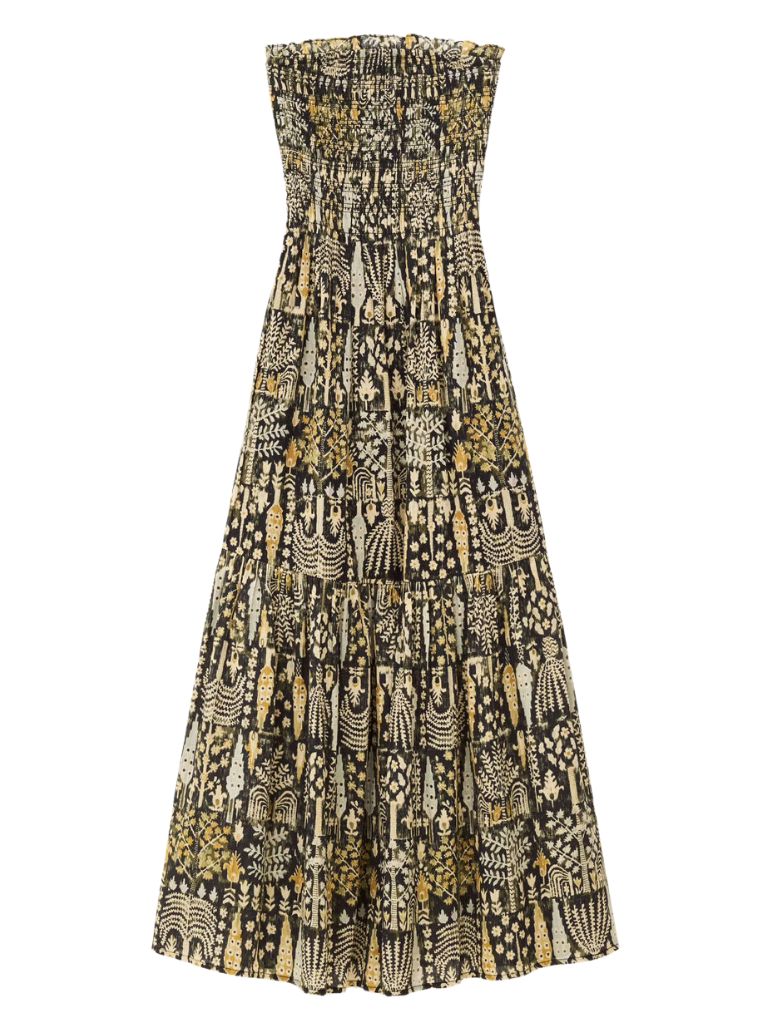 Ba&sh Piala Printed Strapless Dress- Kaki - Styleartist