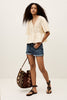 Ba&sh Salvi Short Sleeve Peplum Style Blouse- Ecru - Styleartist