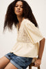 Ba&sh Salvi Short Sleeve Peplum Style Blouse- Ecru - Styleartist