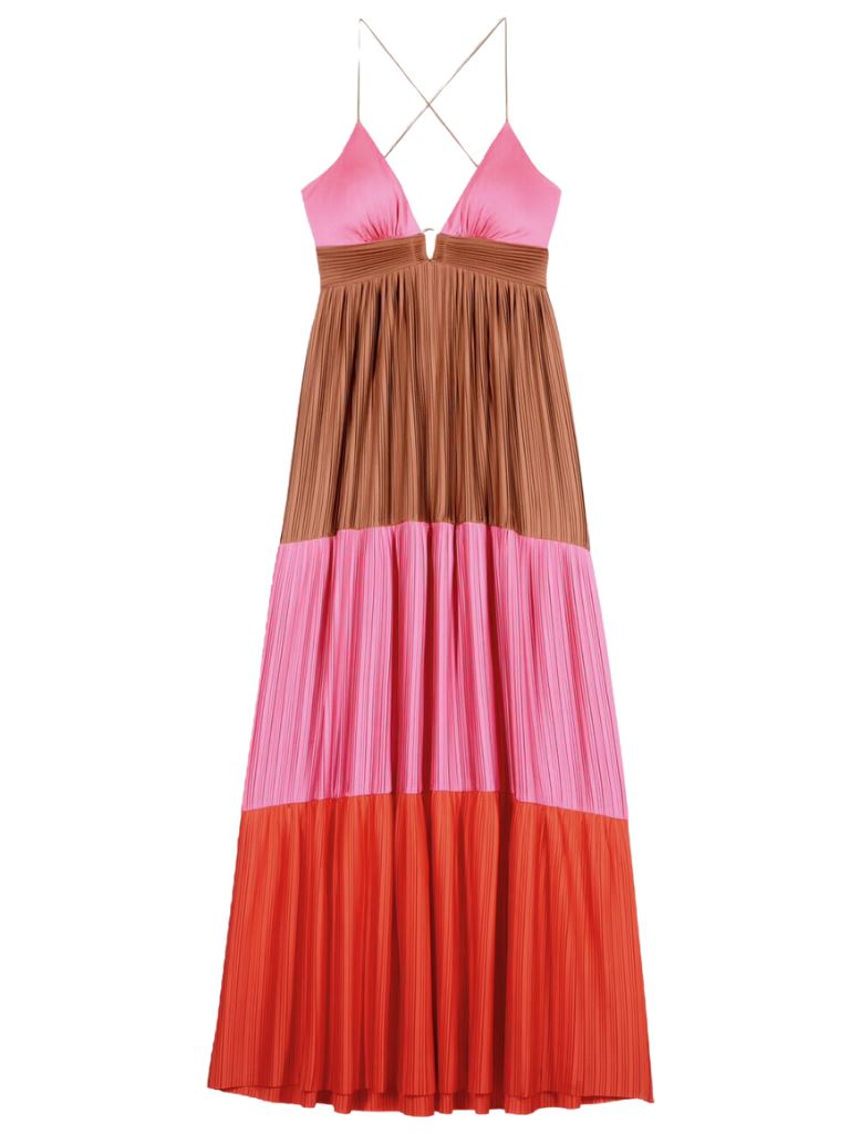 Ba&sh Westa Maxi V-Neckline Dress- Multico - Styleartist