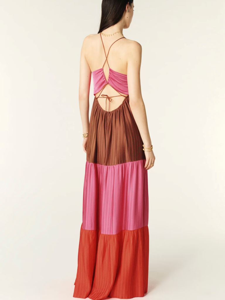 Ba&sh Westa Maxi V-Neckline Dress- Multico - Styleartist